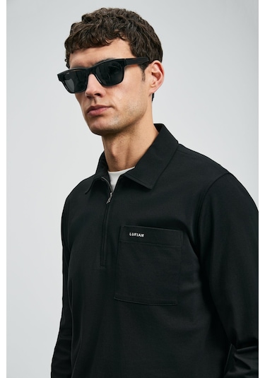 Lufian Erkek Lucas Smart Polo T-shirt 112040043 Siyah Siyah