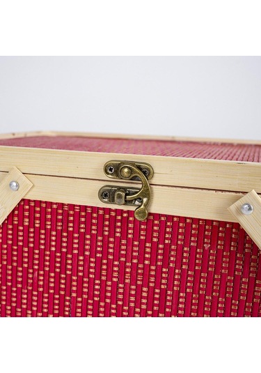 Homyl Piknik Sepeti Parti Dekorasyonu Açık Hava Için Kapaklı Kırmızı Çok Renkli