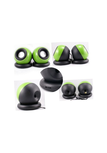 1 Çift Yeşil Mini Multimedya Hoparlörleri, Stereo Ses Ve Ses Kontrolü İle Dizüstü Bilgisayarlar İçin 3.5mm Bilgisayar Hoparlörleri