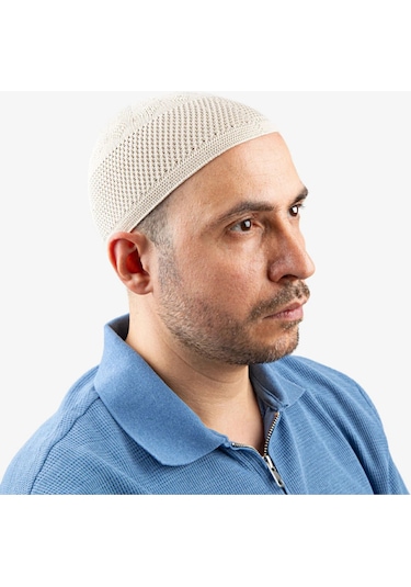 Soft Örgü Zirkon Namaz Takkesi Bej