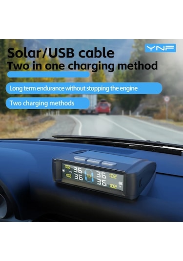 Motion003 Siyah Arabalar İcin Ynf Tpms 4 Harici Sensorlu Lastik Basinc Ve Sicaklik Izleme Sistemi Titresim Algilama Anahtari Sezgisel Ekran