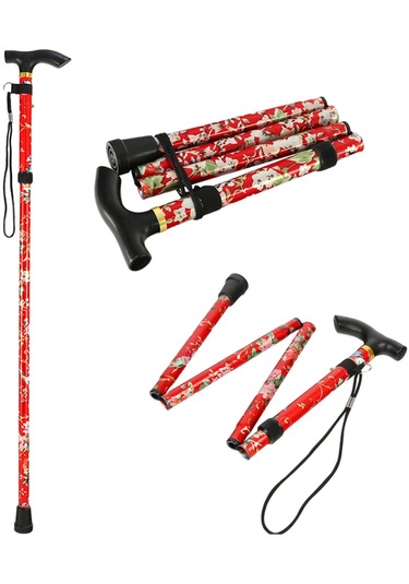 Homyl Katlanabilir Baston Ayarlanabilir 5 Bölümlü El Siyah Siyah