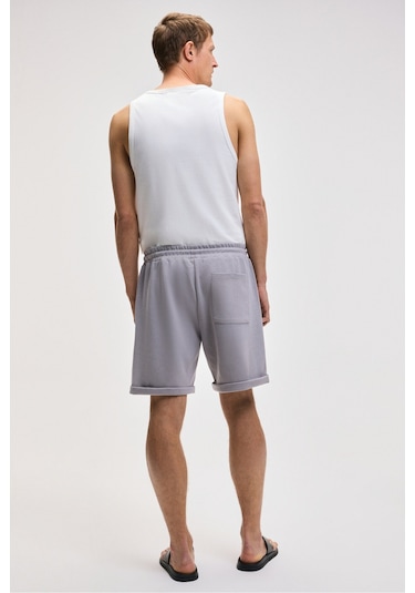 Grimelange YOURI Erkek Beli Lastikli Arka Tek Cepli Relaxed Fit Lila Şort