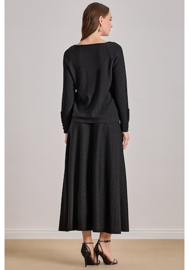 Bilekte Boy Siyah Triko Etek Siyah