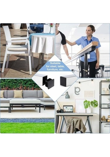Flybuy Bosphorusboutique Siyah Sandalye Sandalye Plastik Mufunye Mobilya Masif Masa Kapağı 20x20mm 20 Adet Kare Boru Uç Kapağı -