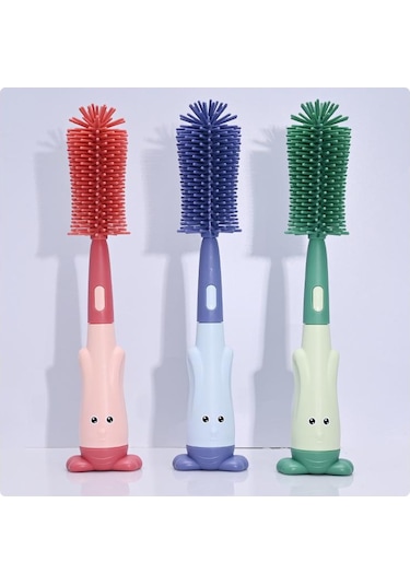 Kırmızı Emzik Şişe Fırçası Bebek Süt Şişesi Temizleme Fırçası Silikon Bardak Fırça Temizleme Aracı