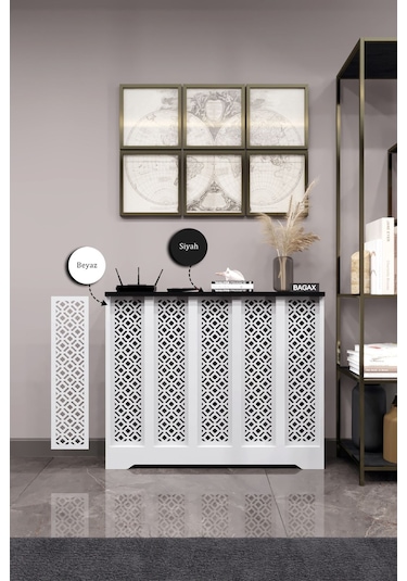 Pera Model, Beyaz Üstü Siyah Renk, 96 Cm Petek Kaplama, Dresuar Beyaz