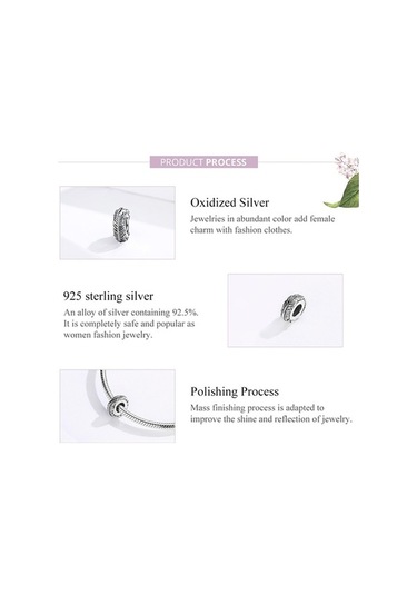 Fastbuy 925 Ayar Gümüş Bohemya Tüy Boncuk Kadın Bilezik, Renkli Dıy Aksesuar Çok Renkli