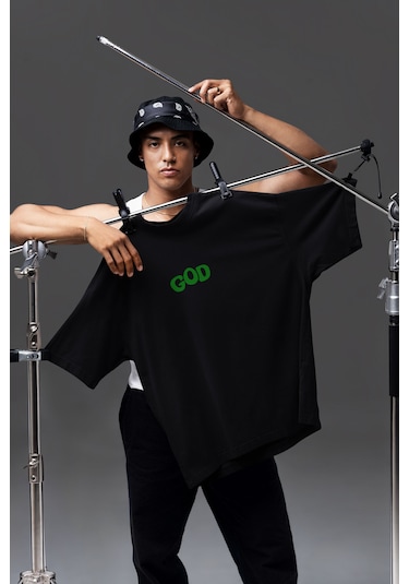 Dijital Baskılı Unisex Tshirt, Günlük Kullanıma Uygun Pamuklu Regular Tshirt Siyah