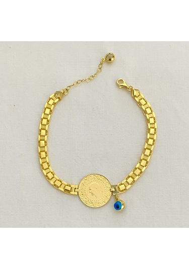 Bydevli İtalyan İşlemeli Zincirli 22 Ayar Çeyrekli Bileklik-bbyd407