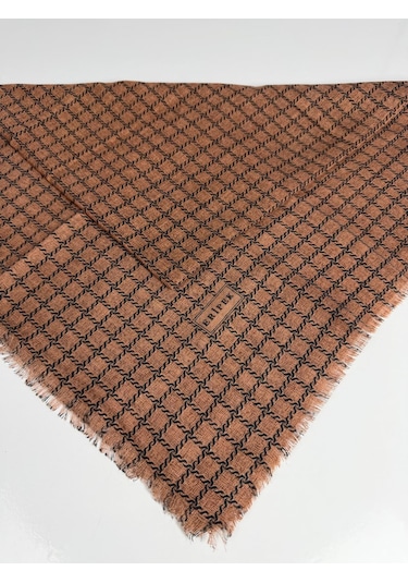 Eripek Desenli Flamalı Keten Eşarp- 06112 Kiremit