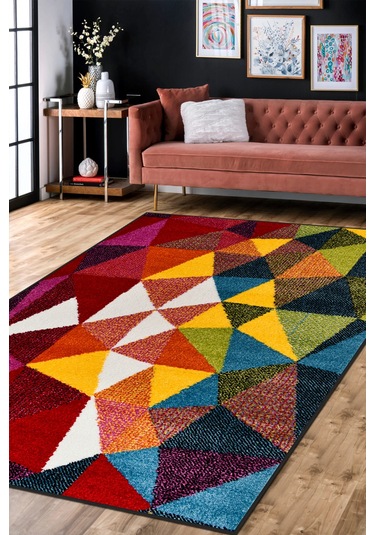 Colora Halı Koleksiyonu Yumuşak Renkli Kare Halı, Tozumaz, Modern Tasarım Ve Kolay Temizlik Multi 3