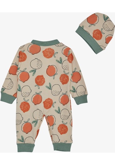 Breeze Kız Bebek Tulum Nar Desenli 0-6 Ay, Bej-Bej