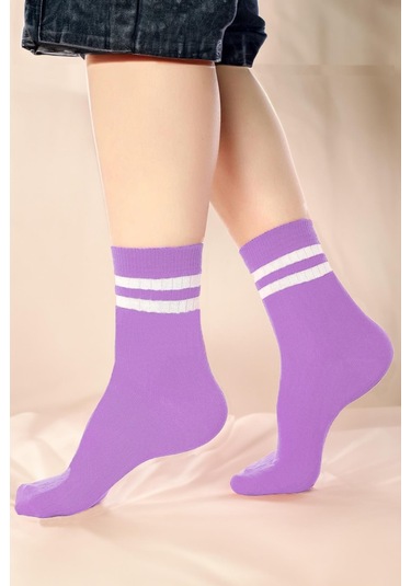 Çizgili Tenis Çorabı Kolej Çorap Unisex 2 Adet 001