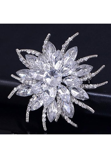 Çok Renkli Düğün Gelin Büyük Çiçek Parlak Rhinestone Bayan Eşarp Broş Pin Takı Dekor Çok Renkli