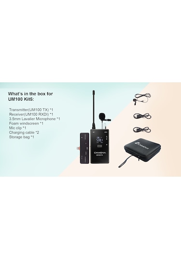 Ckmova Um100 Kit 5 Apple Uyumlu iPhone Ios için Uhf Kablosuz Yaka Mikrofon Set