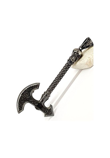 Siyah Rodajlı Balta Figürlü Tasarım Gümüş Kolye Ucu (452206754)