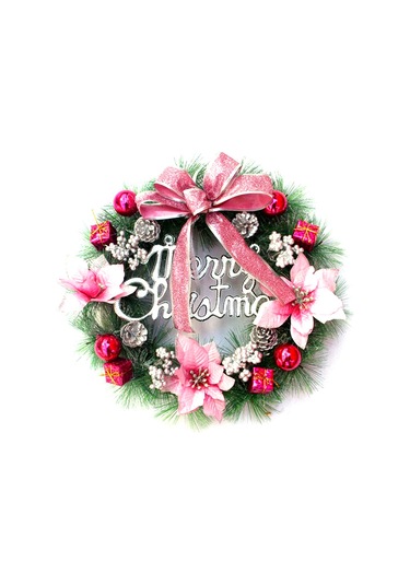 Jeemson 30cm Pembe Noel Yastığı, 3m 30 Led Işıklı, Pvc, Otel-mağaza Dekorasyonu, Kapı-pencere Asısı