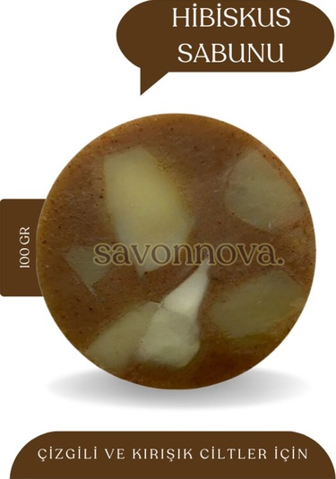 Doğal Hibiskus Sabunu, Çizgili Ve Kırışık Ciltler İçin Canlandırıcı Etkili Katkısız Sabun, 100gr