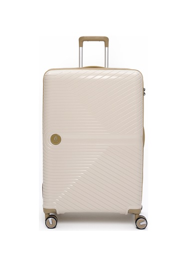 Elatae Exclusive Pro Polipropilen Kırılmaz 3'lü Valiz Seti Büyük - Orta Boy Ve Makyaj Çantası Bej - Vizon 5239 Bej - Vizon