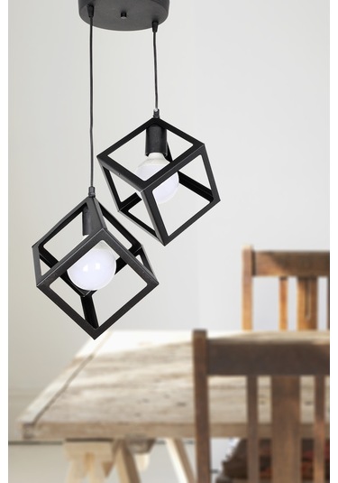 Küp 2.Li Siyah Avize