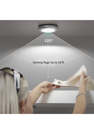 Teltree Hareket Sensörlü 6 Led Gece Lambası - Otomatik Açma/kapama, Pilli Dolap Koridor Aydınlatma Gümüş