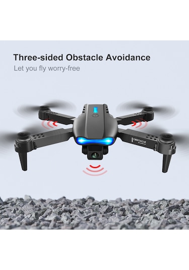 Honmex K3 E99 Yükseltme Modeli 3 Yönlü Engellere Kaçınma Drone - 4k Çift Kamera, İçinde Batarya, Tek Pil, Gri + Çantalı Paket