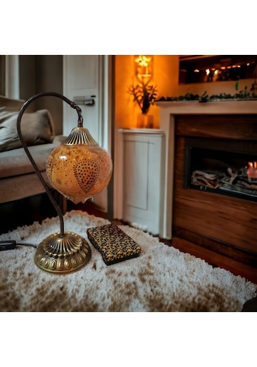 Damla Desenli Dekoratif Su Kabağı Lamba Eskitme