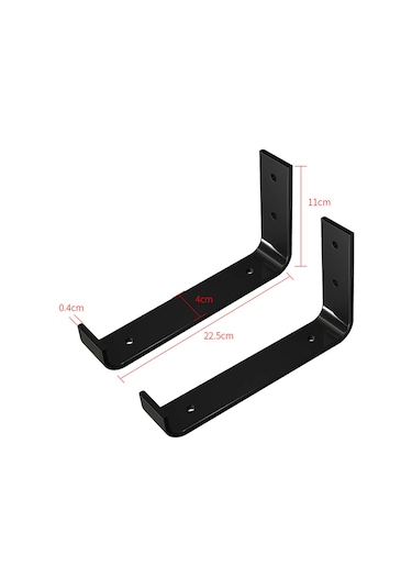 Homyl 2x Raf Aparatı Rustik Metal Vidalı Duvara Monte 22,5-cm Siyah