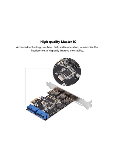 Shineyee Pcı-e X1'den Usb 3.0'a Çevirici Kart - 2 Adet 19/20pin Arayüz, 4 Bağımsız Sigorta, 4 Katı Kondansatör, 8a Toplam Güç, 5gbps Transfer Hızı