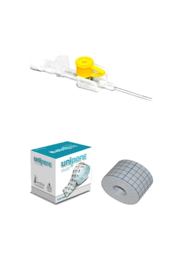Galena Branül Sarı İntraket IV Kanül 24 G 100 Adet + Unipore 5 M x 5 CM Flaster
