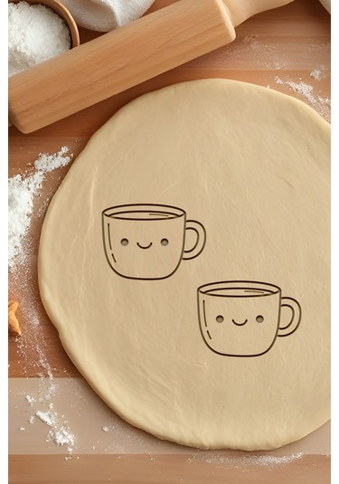 Kahve Vakti Kurabiye Kalıbı, Hamur Şekillendirici, Bisküvi Kalıbı, Kolay Kesim Ucu Beyaz