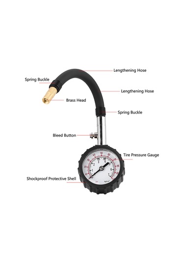 Yaleker Oto Lastik Basınç Ölçer, 0-100 Psi Aralığı, Kesin Deflasyon Tuşu, Dayanıklı Kauçuk Korumalı, Taşınabilir Ve Kolay Kullanım