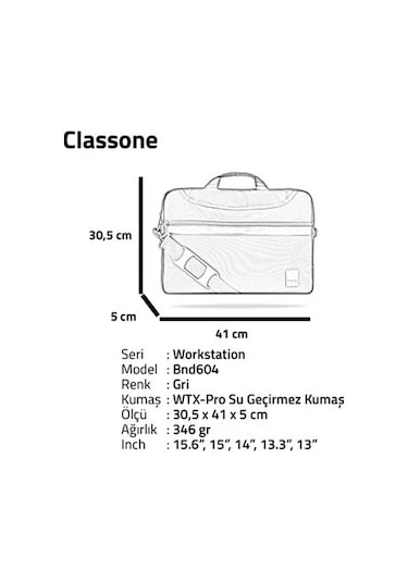 Classone Bnd604 Workstation 15.6 Inch Su Geçirmez Kumaş- Notebook