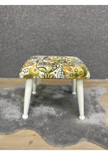 Trend Lake Yeşil Retro Ahşap Ayak Uzatma Pufu Makyaj Koltuğu Bench Tabure