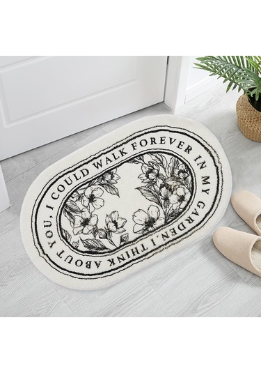 Suntek Zemin Halısı Yumuşak İç Mekan Dekoru Mutfak Kapı Çiçek Oval