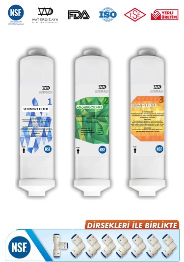 Waterdizayn Kapalı Kasa Su Arıtma Cihazları Için 3'lü Inline Fil