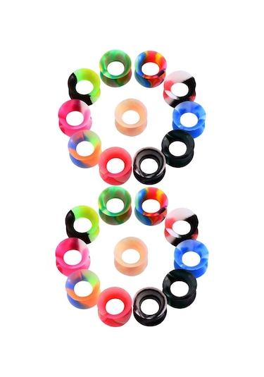 Suntek 11 Çift Esnek Silikon Alevlendi Fişler Tünel Kulak 12mm Çok Renkli