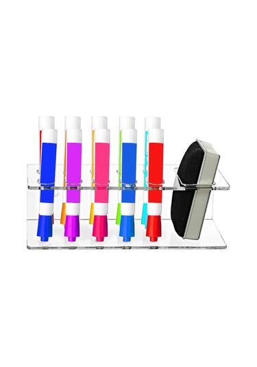 Ganzhoushop 10 Yuvalı İşaretleyici Kalem Düzenleyici Akrilik Duvar Rafı Kırtasiye Askısı Ofis Ve Sınıf Öğretmeni Beyaz Tahta Malzemeleribeyaz