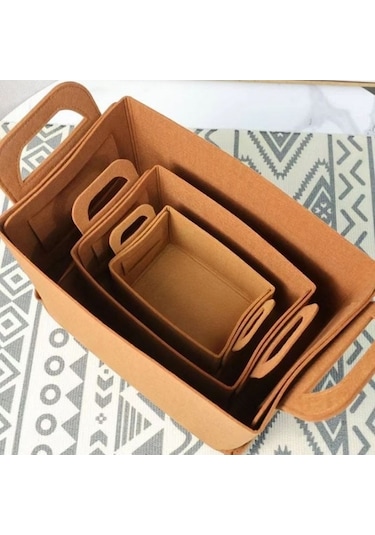 Tongxida Yatak Odası Clutter Keçe Katlanabilir Depolama Sepetleri, Boyut: Büyük Kahverengi Kahverengi