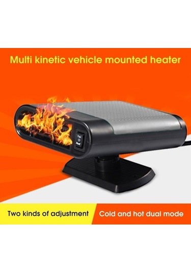 Dancemonkey 12v 150w 2'si 1 Arada Oto Isıtıcı Soğutma Fanı Buz Çözücü Cam Buğu Önleyici - Siyah Kül