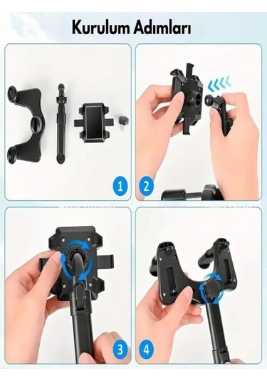 Araç İçi Telefon Tutucu Uzunluk Ve Açı Ayarlı Dikiz Aynası Kolay Kurulum Tüm Cep Telefonları Uyumlu
