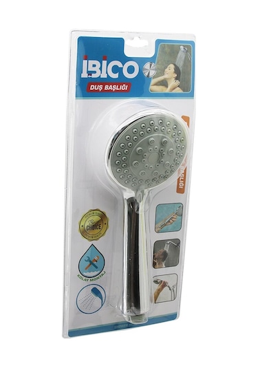 Orta Boy Yuvarlak - Bombeli 9.7cm Duş Başlık Kademeli Vakumlu Krom Gövde - Gri Zeminsap:14.5cm