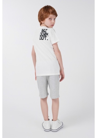 Brz Kids Baskılı Erkek Çocuk Kısa Kollu T-Shirt Ekru (534370129) Ekru