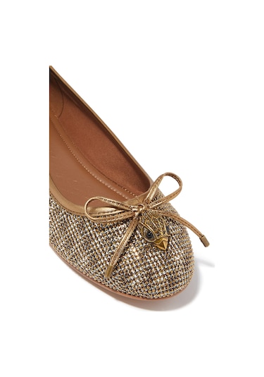 Kurt Geiger Eagle Motifli Kadın Balerin Düz Ayakkabı Altın