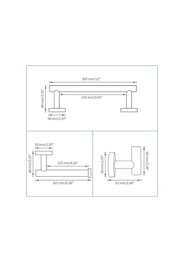 Monyee 304 Çelik Banyo Aksesuar Seti: Tuvalet Kağıdı Tutucu, Bez Tutucu, Çanta Kanca - 5 Parça Nano Siyah 40cm Siyah