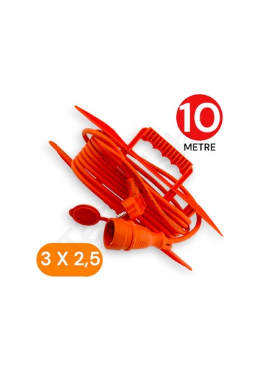 10 Metre Uzatma Kablosu 3x2,5 Mm Ttr Bakır Kablo Erkek Fiş-dişi Fiş Baskılı Diğer