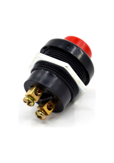22mm Yaylı Plastik Buton Anahtar Kırmızı Vidalı