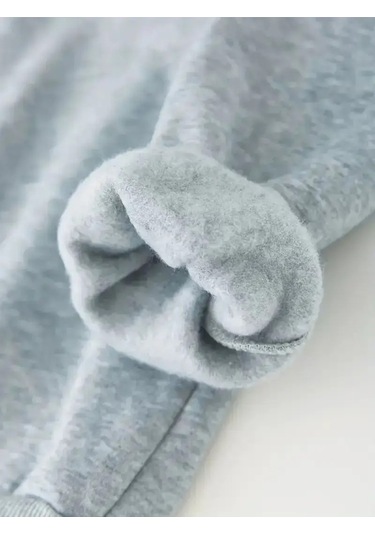 Kışlık Kapüşonlu Sweatshirt, Çocuk Kediciklerbaskılı Gri