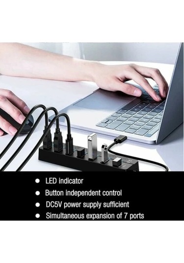 Usb 3.0 Hub, Çoklu 7 Portlu Usb Güç, Bireysel Güç Anahtarı, Güçlendirilmiş Usb 3.0 Hub, Pc, Dizüstü Bilgisayar İçin Çoklu Usb Portları, Pl